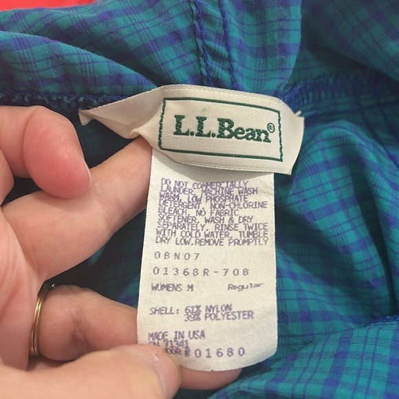 Vintage L.L. Bean Plaid Lightweight Anorak Pullover Hooded Jacket with Pockets M - Picture 8 of 8